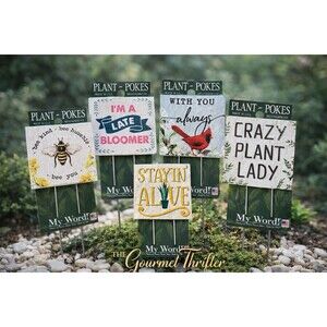 🌿 Lot of 5 Funny Plant Stakes Garden Decor My Word! Plant Pokes Made USA